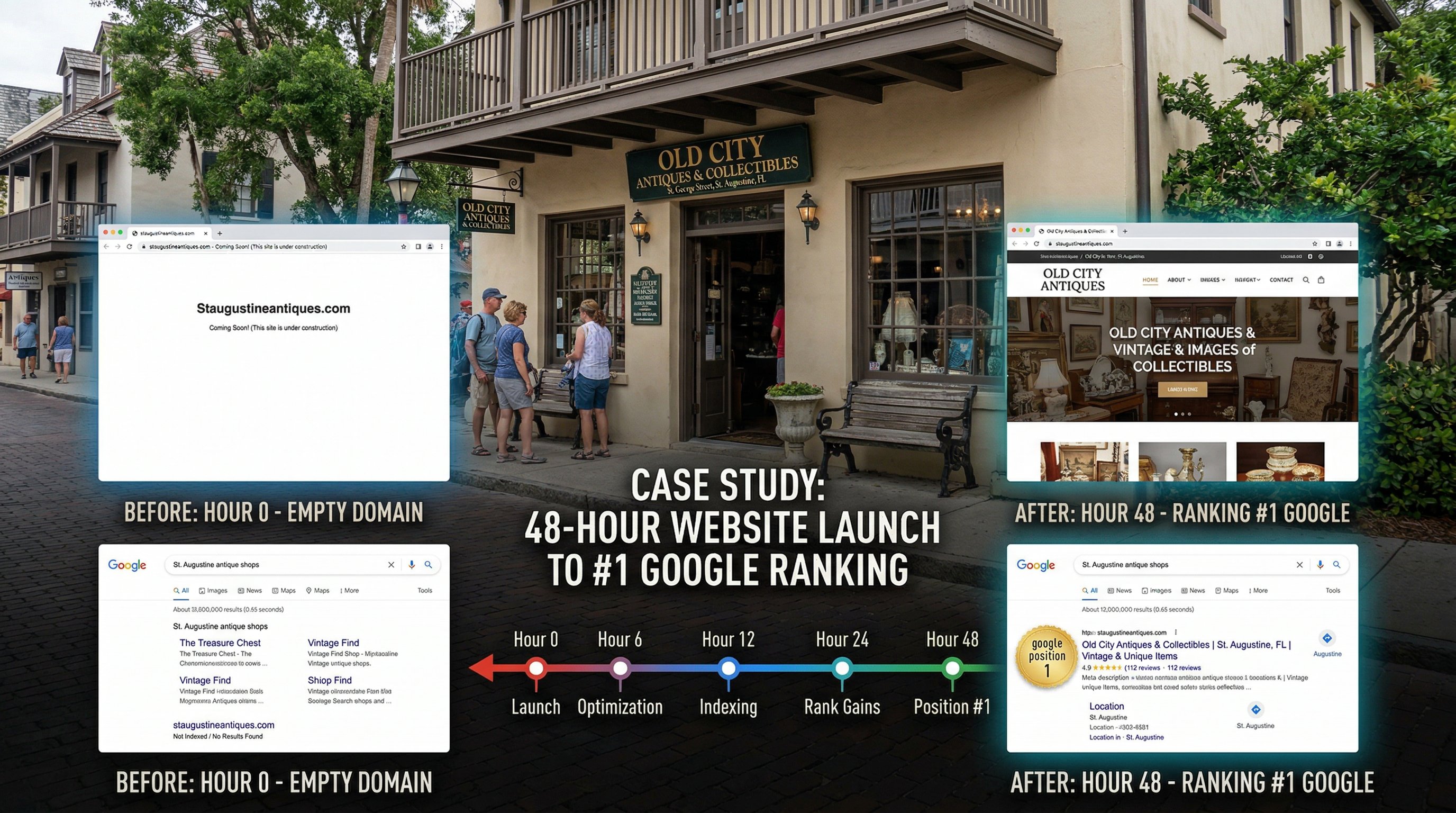 St. Augustine Florida home service business website ranking on Google's first page within 48 hours of launch