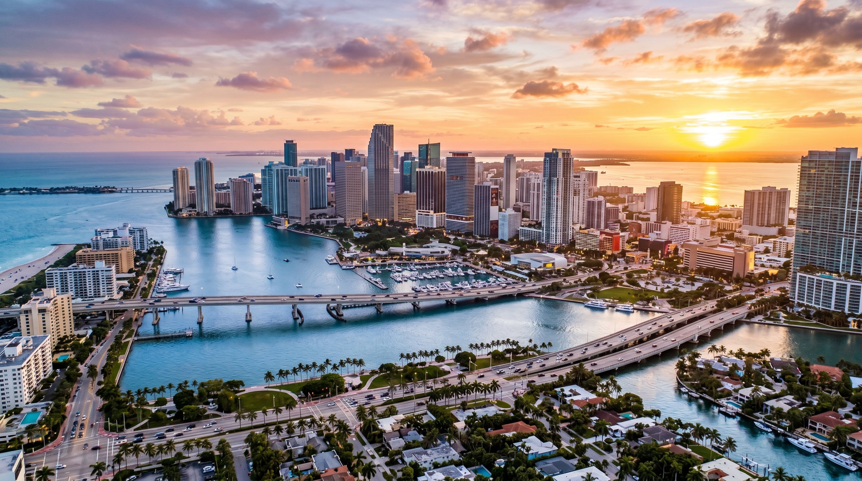 Florida skyline with a business district and a search analytics theme