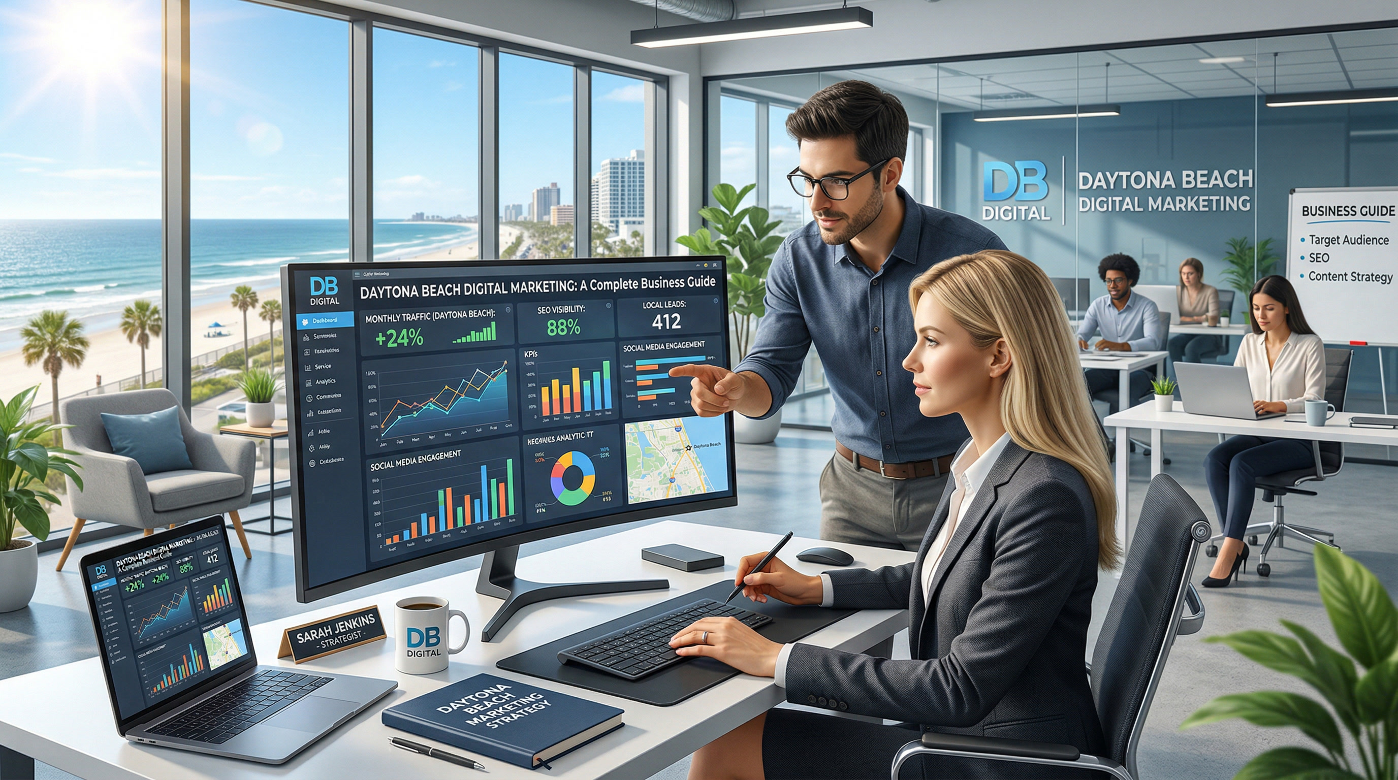 Daytona Beach Florida coastline and speedway representing the unique dual economy digital marketing landscape