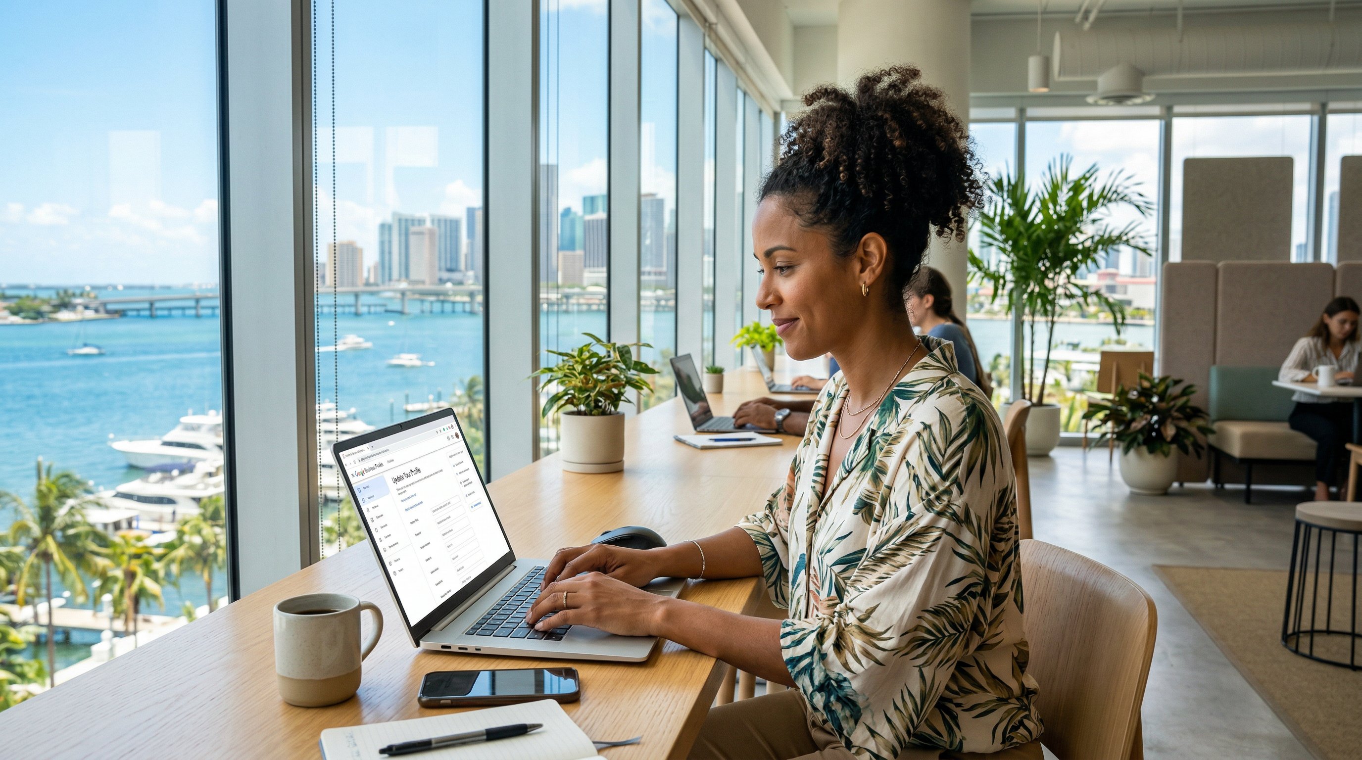 Business owner optimizing Google Business Profile in Miami, Florida