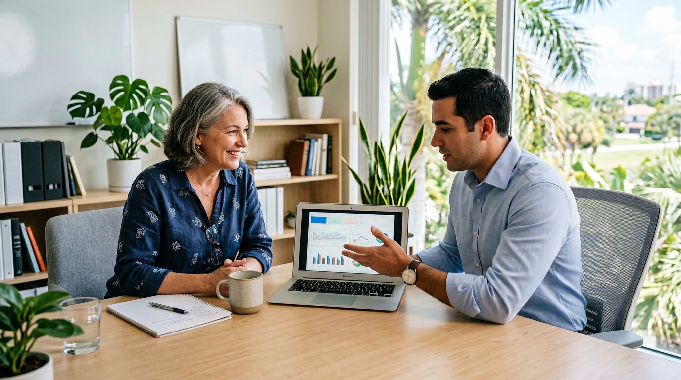 Florida business owner reviewing a digital marketing agency proposal