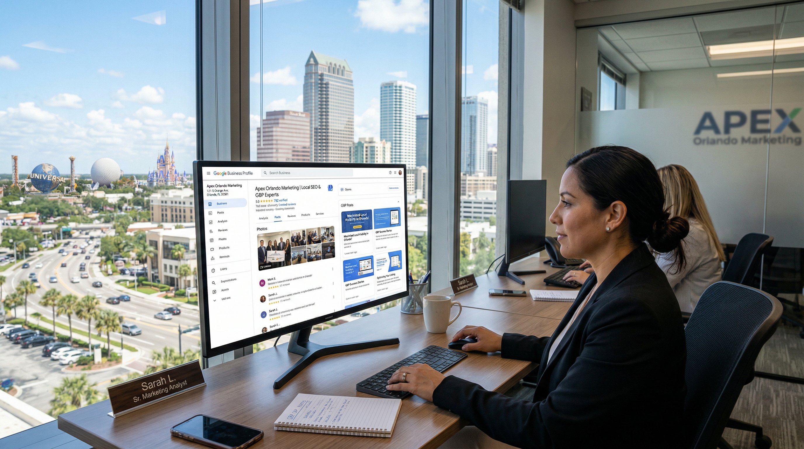 Google Business Profile interface showing an Orlando business listing in the Maps 3-pack