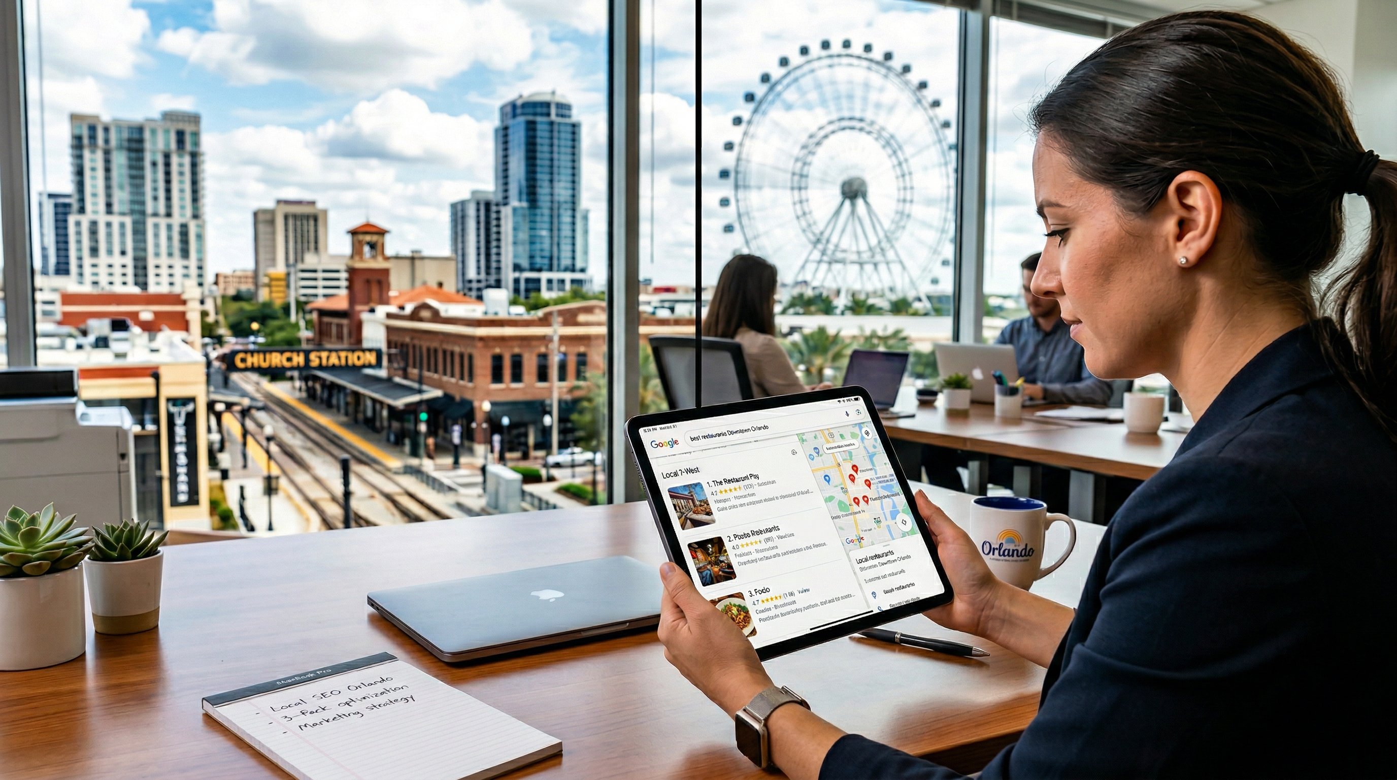 Google Maps pin over Orlando Florida representing local business Map Pack optimization