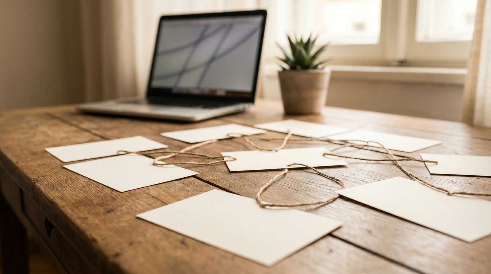 Content strategist drawing a hub-and-spoke link map connecting related articles