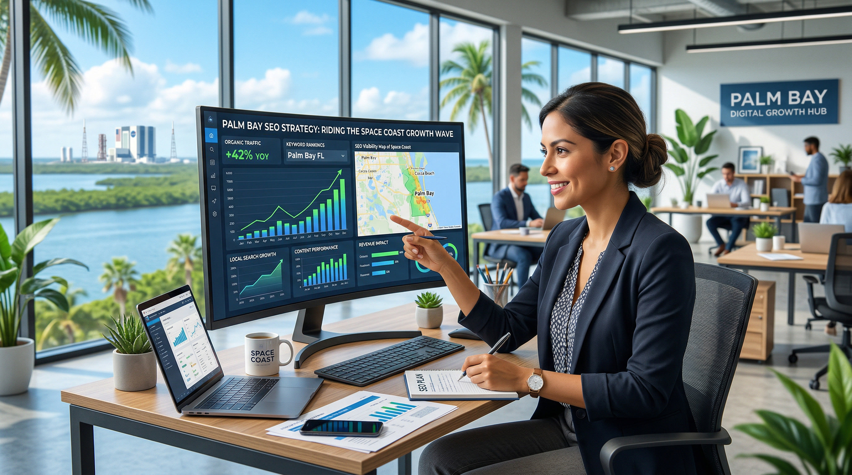 Palm Bay FL Space Coast with Kennedy Space Center and aerospace industry representing growth market for SEO