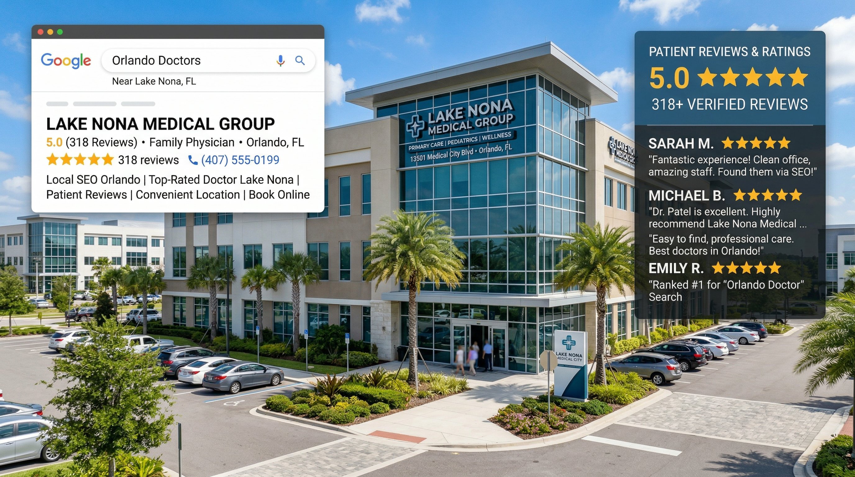 Orlando medical practice digital marketing dashboard showing patient acquisition metrics from local SEO and Google Business Profile