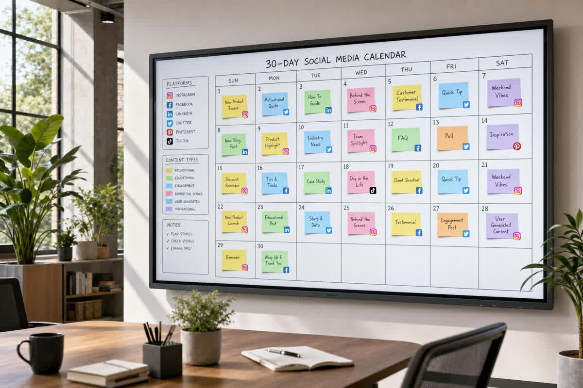 Social Media Content Calendar: 30 Days of Posts - SearchScale AI