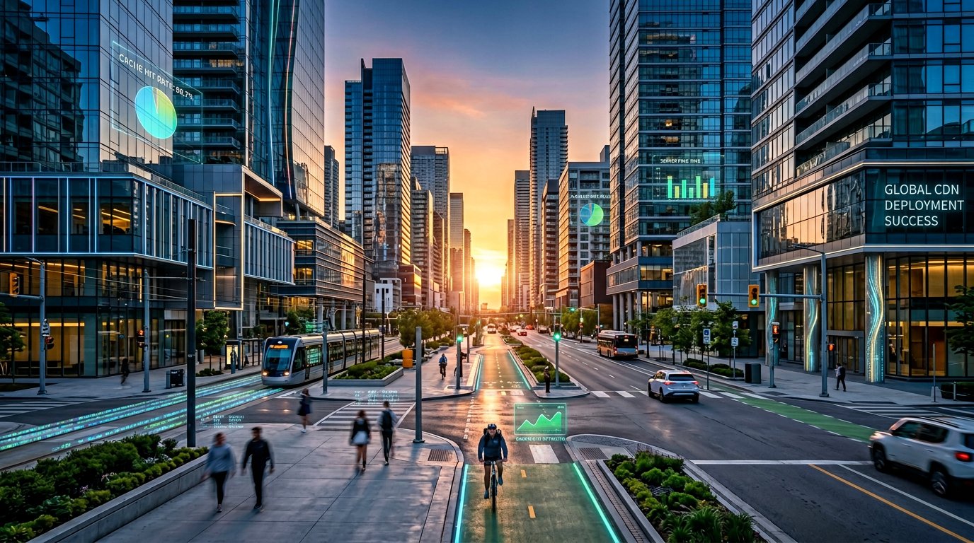 modern city skyline with fast-loading website performance concept